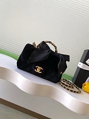 Bagsaaa Chanel Mini Flap Bag with Top Handle AS5875 black velvet - 20cm - 1
