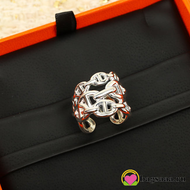 Bagsaaa Hermes Chaine d'ancre Enchainee ring silver - 1