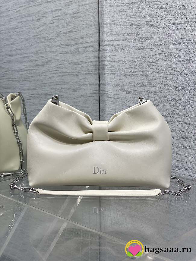 Bagsaaa Small Dior Bow Bag Latte Lambskin - 26cm - 1