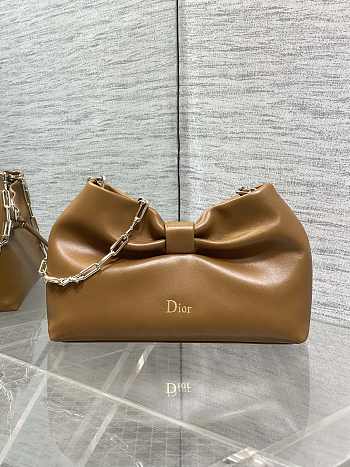 Bagsaaa Small Dior Bow Bag Brown Lambskin - 26cm