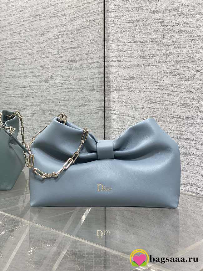 Bagsaaa Small Dior Bow Bag Blue Lambskin - 26cm - 1