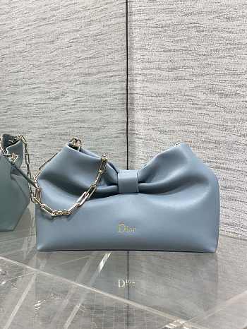 Bagsaaa Small Dior Bow Bag Blue Lambskin - 26cm
