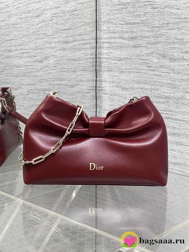 Bagsaaa Small Dior Bow Bag Red Lambskin - 26cm - 1