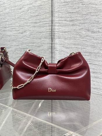 Bagsaaa Small Dior Bow Bag Red Lambskin - 26cm