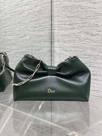 Bagsaaa Small Dior Bow Bag Dark Green Lambskin - 26cm