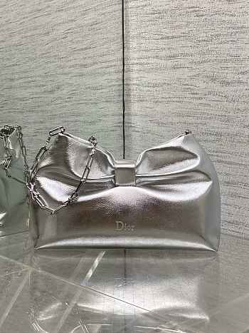 Bagsaaa Small Dior Bow Bag Silver Lambskin - 26cm