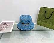 Bagsaaa Gucci Horsebit-detailed leather-trimmed denim bucket - 1