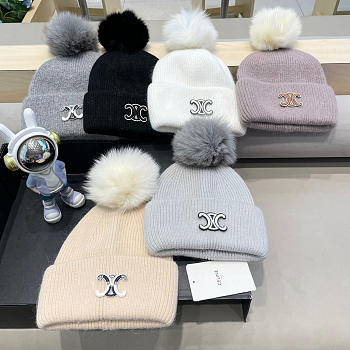 Bagsaaa Celine beanie hat with a pom-pom