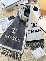 Bagsaaa Chanel gray cashmere and wool scarf - 1