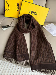 Bagsaaa Fendi FF motif scarf in a brown virgin wool and cashmere blend - 1