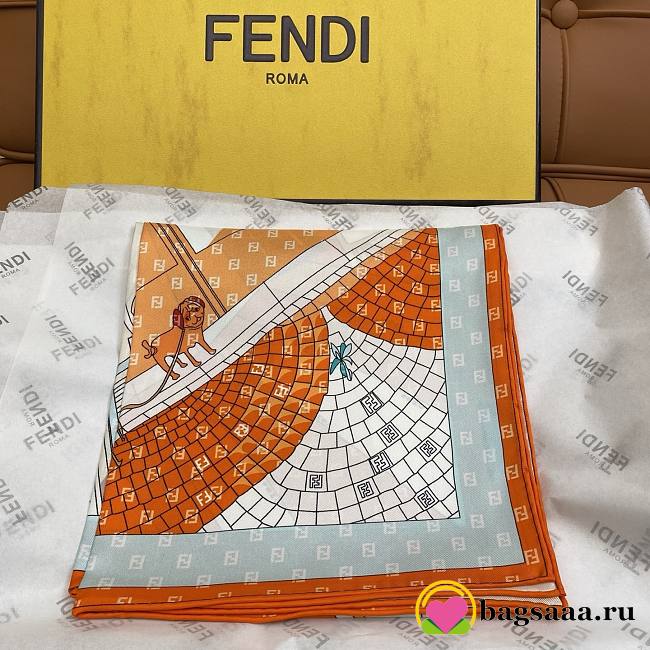Bagsaaa Fendi silk scarf featuring a geometric 