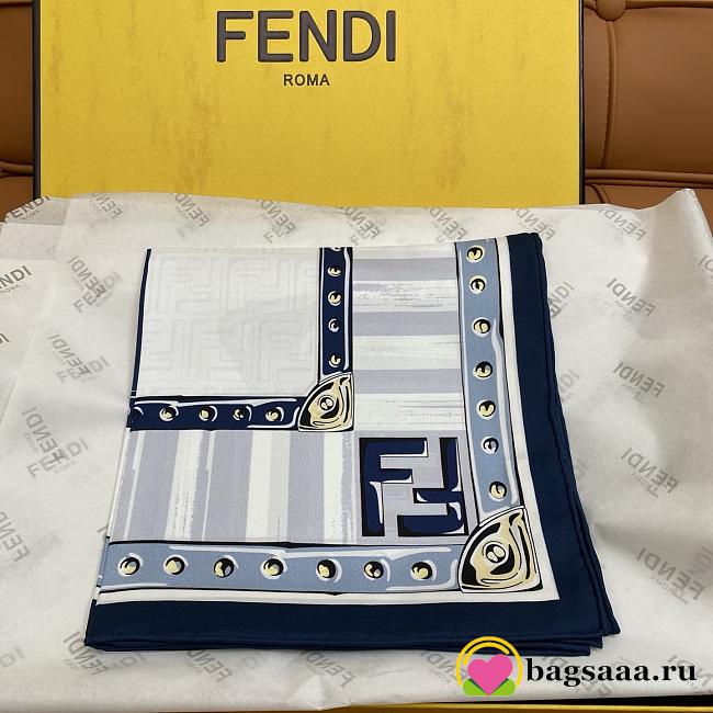 Bagsaaa Fendi Foulard blue silk scarf - 1