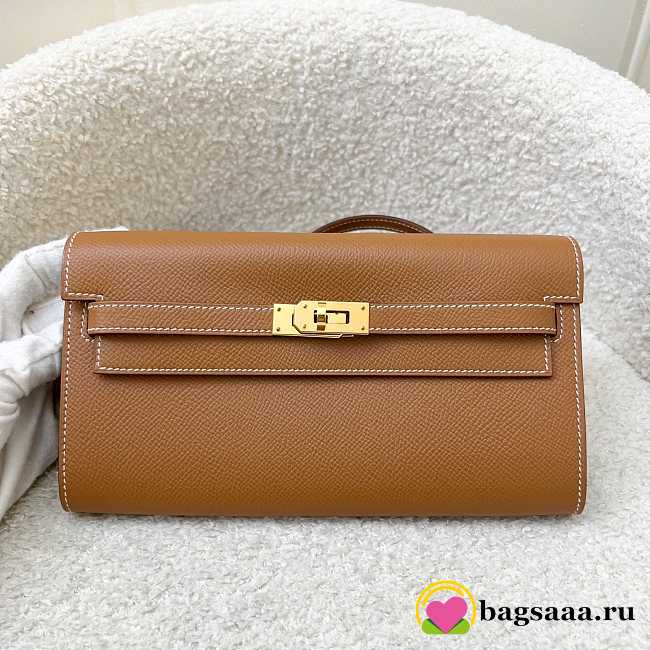 Bagsaaa Hermes Kelly Classique To Go wallet Brown & gold - 20cm - 1