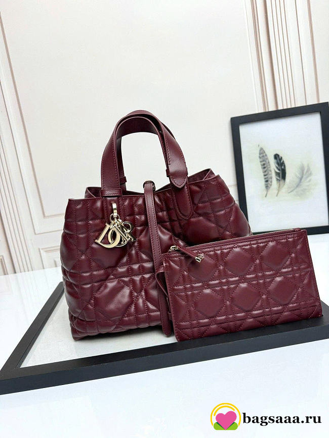 Bagsaaa Medium Dior Toujours Bag Plum Macrocannage Calfskin - 28.5cm - 1