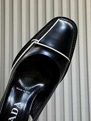 Bagsaaa Prada black leather slingback pumps with white piping - 3