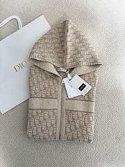 Bagsaaa Dior Reversible Zipped Cardigan with Hood Gold-Tone Metallic Cashmere-Blend Knit - 4