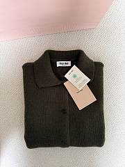 Bagsaaa Miu Miu military green wool cardigan - 3