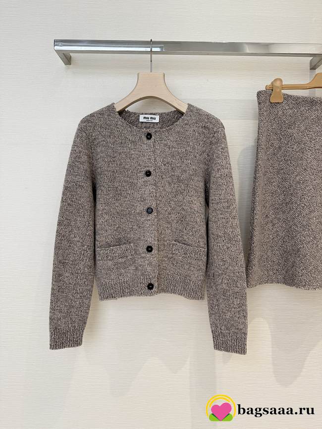 Bagsaaa Miu Miu wool cardigan with a crew neck and pockets - 1