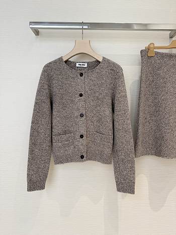 Bagsaaa Miu Miu wool cardigan with a crew neck and pockets
