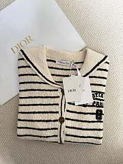 Bagsaaa Dior Marinière Cardigan with Sailor Collar White and Navy Blue Cotton Knit - 4