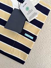 Bagsaaa Prada striped cotton lisle T-shirt in cream and navy blue  - 2