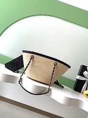 Bagsaaa Chanel Small Small Tote beige braided straw and black lambskin AS5951 - 41cm - 3