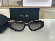 Bagsaaa Chanel Cat Eye Sunglasses Black & Beige - Lenses: Light Grey - 1