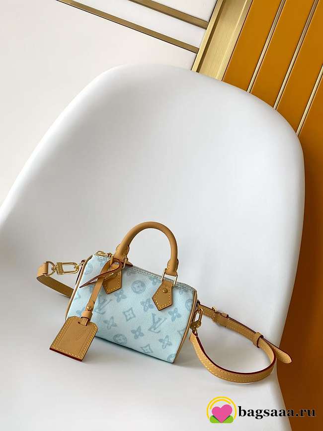 Bagsaaa LV M28323 Nano Speedy Monogram Origine Bleu Courrier - 16cm - 1