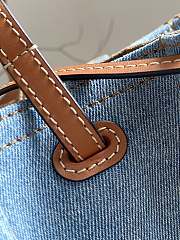 Bagsaaa Loewe Paula's Ibiza Denim Shell Tote bag in blue denim with tan - 28cm - 2