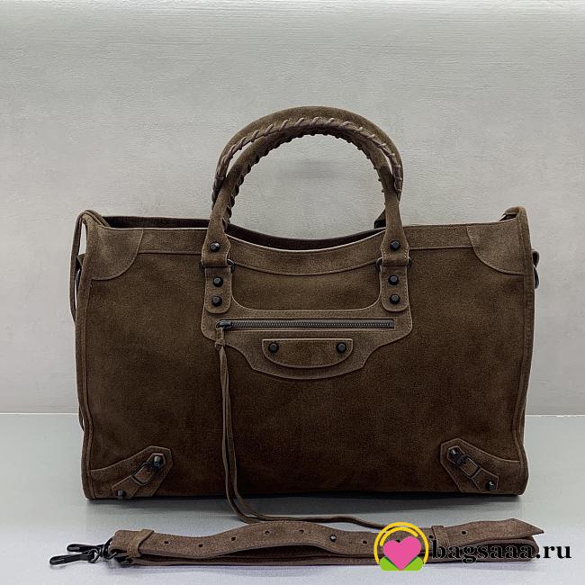 Bagsaaa Balenciaga Le City Bag Large in light espresso waxed suede calfskin brown - 46cm - 1