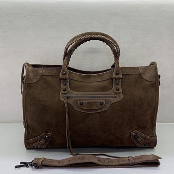 Bagsaaa Balenciaga Le City Bag Large in light espresso waxed suede calfskin brown - 46cm