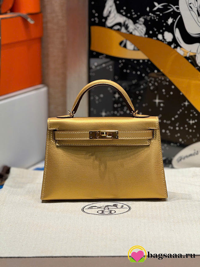 Bagsaaa Hermes mini kelly II generation Y9 gold - 19cm - 1
