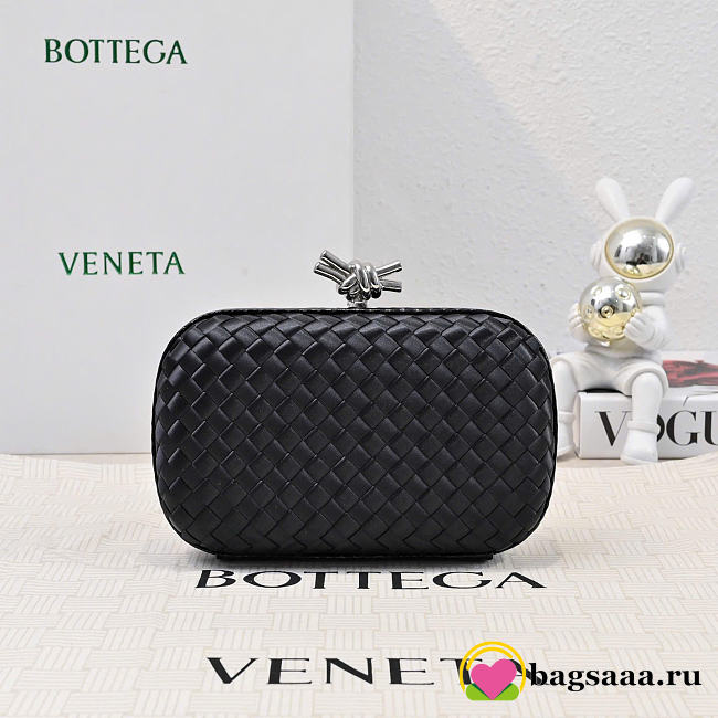 Bagsaaa Bottega Veneta Intrecciato Knot clutch bag black - 20cm - 1