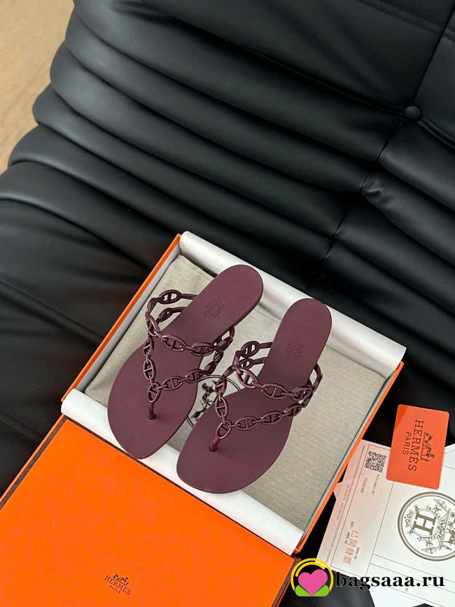 Bagsaaa Hermes Island sandal rouge H - 1