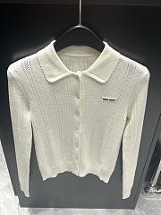Bagsaaa Miu Miu openwork knit cashmere cardigan in white - 1
