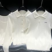 Bagsaaa Miu Miu openwork knit cashmere cardigan in white - 2