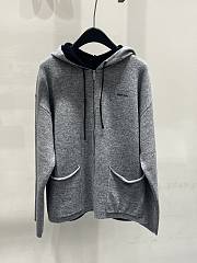 Bagsaaa Miu Miu Cashmere cardigan hoodie gray - 1