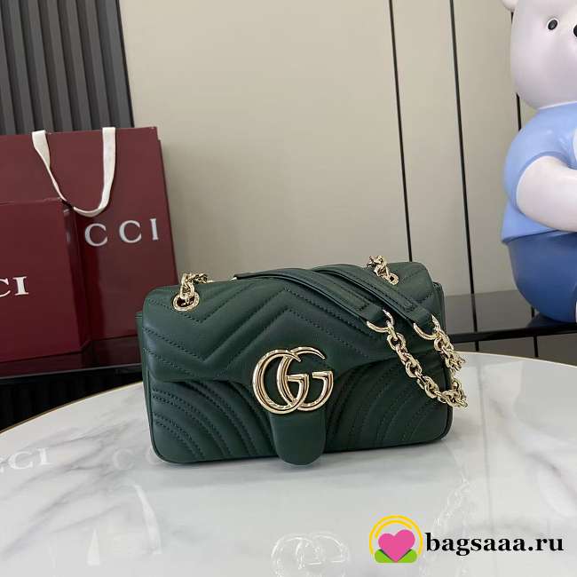 Bagsaaa Gucci GG Marmont small shoulder bag 837280 dark green - 22cm - 1