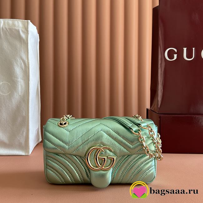 Bagsaaa Gucci GG Marmont small shoulder bag 837280 pale green - 22cm - 1