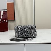Bagsaaa Gucci GG Marmont crystals small shoulder bag 837280 grey - 22cm - 3
