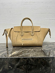Bagsaaa Celine Medium New Luggage bag in beige suede calfskin - 36cm - 1