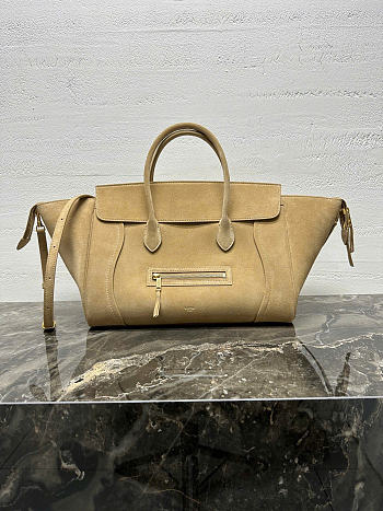 Bagsaaa Celine Medium New Luggage bag in beige suede calfskin - 36cm