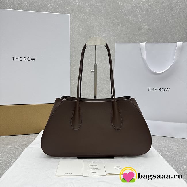 Bagsaaa The Row Alger leather shoulder bag in deep brown color - 39cm - 1