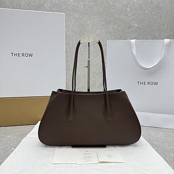 Bagsaaa The Row Alger leather shoulder bag in deep brown color - 39cm