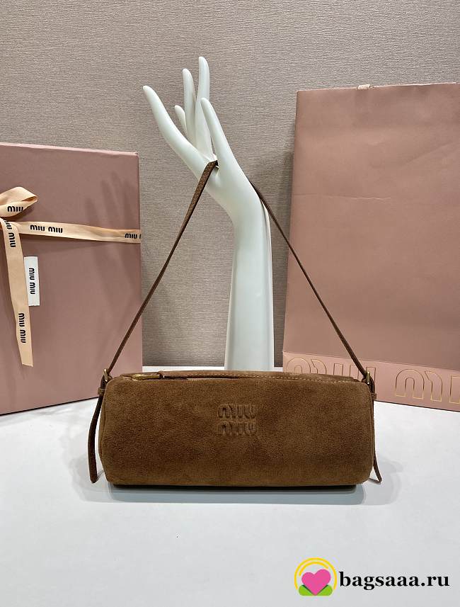 Bagsaaa Miu Miu Suede pouch 5NE851 brown suede - 22cm - 1