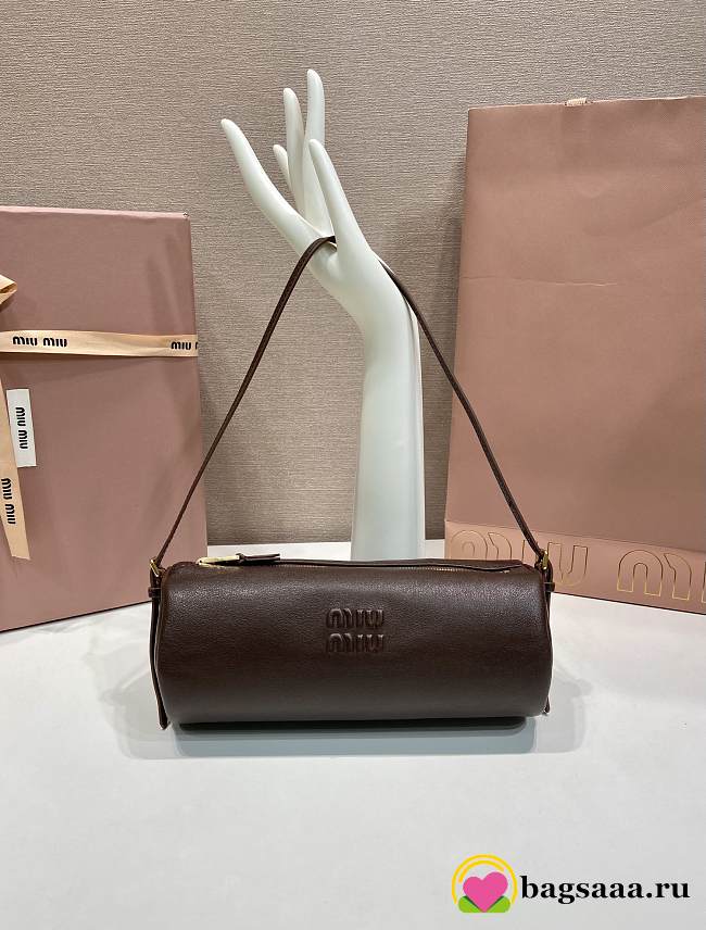 Bagsaaa Miu Miu Suede pouch 5NE851 dark brown - 22cm - 1