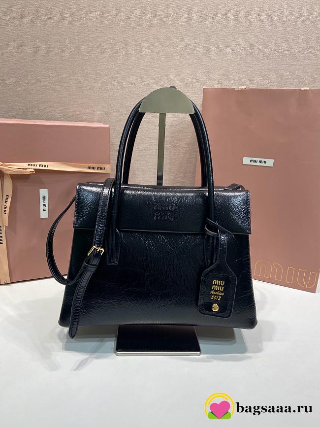 Bagsaaa Miu Miu Solitaire leather bag 5BA302 black - 28cm - 1