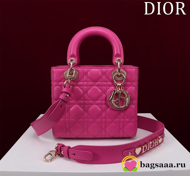 Bagsaaa Dior Small My ABCDior Lady Dior bag in magenta or fuchsia cannage lambskin - 20cm - 1