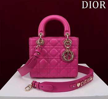 Bagsaaa Dior Small My ABCDior Lady Dior bag in magenta or fuchsia cannage lambskin - 20cm