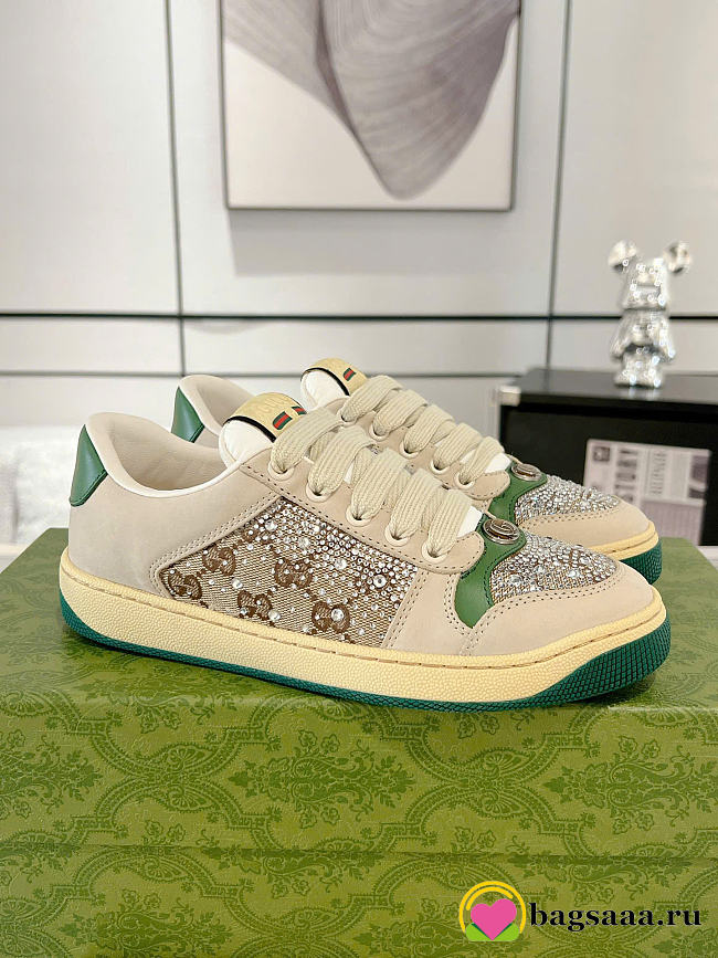 Bagsaaa GG crystal Screener sneaker green - 1